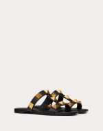 FLAT ROMAN STUD CALFSKIN SLIDE SANDAL